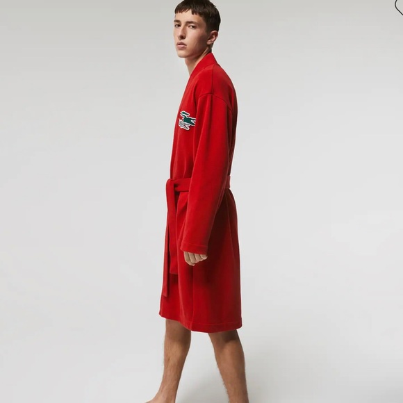 LAST ONE ‼️NWT Men’s Embroidered Crocodiles Loose Cotton Blend Bathrobe - Picture 2 of 4